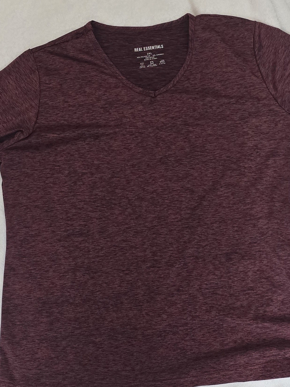 Essentials Women's Short-Sleeve V-Neck Tee in Maroon Heather